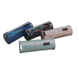 Pencil case round PU Glitter 4 col ass - Assorted colours