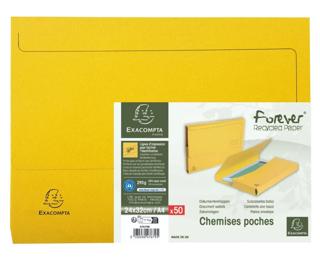 Paquet de 50 chemises poche coloris vifs Forever® - 24,5x32,5cm - Jaune