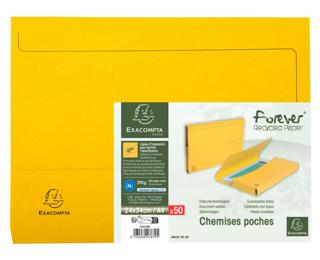 Paquet de 50 chemises poche coloris vifs Forever® - 24x34cm - Jaune