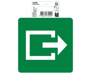 Panneau PVC adhésif antidérapant Issue de secours 10cm - Vert