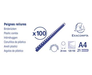 Boite 100 reliures spirales plastique 20mm
