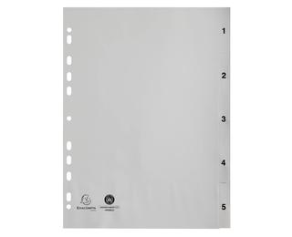 Indices recycled PP A4 5 tabs 1-5 grey - Grey
