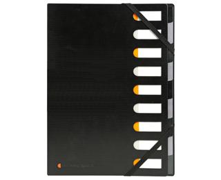 Ordnungsmappe mit festem Deckel HARMONIKA Exactive, dehnbarer Harmonika-Rücken, 9 Fächer mit Index-Fenstern, schwarz