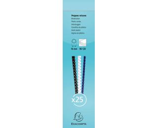 Boite 25 reliures spirales plastique 16mm - Blanc