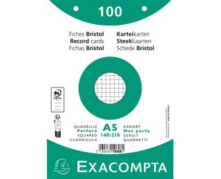 Pk100 Exa Rec Card 14.8x21 Sq Punch Wht 