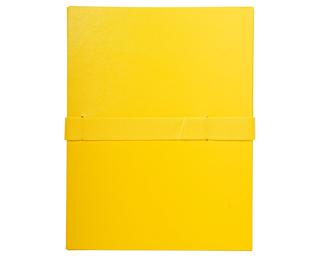 Map met uitrekbare rug in balacron met klittenbandskuiting - 24x32 cm - Geel