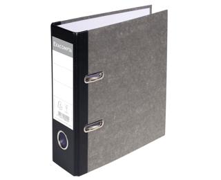 Registratore a leva A5 verticale carta marmorizzata, dorso balacron 70mm Grigio-dorso nero - Grigio-dorso nero