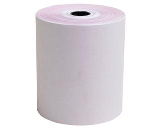 Bobine pour tickets de caisse 76x70 mm - 25m- 2 plis chimique (blanc/rose) autocopiant 57g/m2  - Blanc