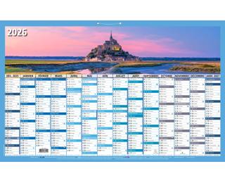 Calendrier France 14 mois 65 x 40,5 cm Annuel Décembre 2025 à Janvier 2026 