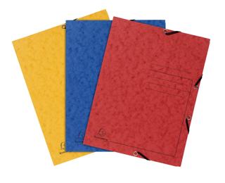 Paquet de 3 chemises à élastiques 3 rabats carte lustrée 355gm2 - A4 - Couleurs assorties