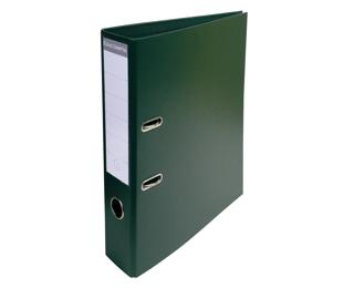 Lever arch file flat packed with separate mechanism, PVC covering cardboard 70 mm spine - A4 size - Dark green