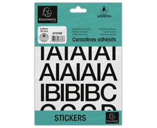 Pochette de lettres adhésives noires A-Z 30 mm - Noir
