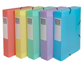 Klasseerdoos Exabox Rug 60mm - Polypropyleen 7/10e Chromaline pastel - A4 - Geassorteerd