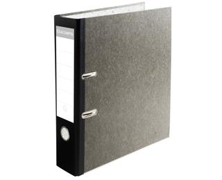 Classeurs à levier avec mécanique Prem'Touch - Papier marbré gris - Dos de 80 mm - A4 maxi. - Gris-dos noir