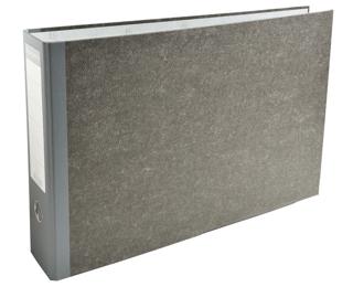 Classeur à levier papier marbre gris dos de 80mm - A3 horizontal. - Gris