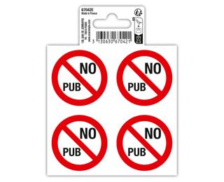 Panneau PVC adhésif antidérapant No pub (4x) 10 cm - Rouge
