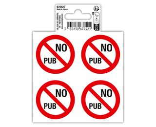 Panneau PP adhésif antidérapant No pub (4x) 10 cm - Rouge