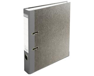 Ordner Standard wolkenmarmoriert, mit 2 Ringen, 50mm Rücken farbig PREM'TOUCH, 32x29cm für DIN A4 - Grau - Rücken grau