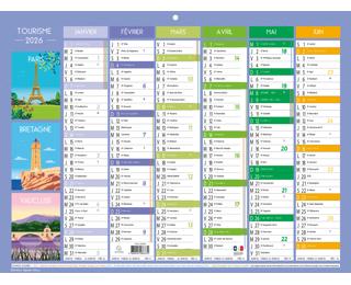 Calendrier illustré Tourisme 29,5 x 22 cm Semestriel 2026