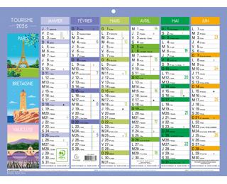 Calendrier illustré Tourisme 29,5 x 22 cm Semestriel 2026