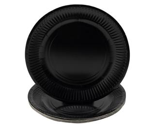 Runde Pappteller, 20 Stück, Ø 23 cm, 100% plastikfrei - Schwarz