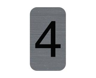 Zelfklevend plaatje in imitatie aluminium Cijfer 4 - 2,5x4,4 cm - Grijs