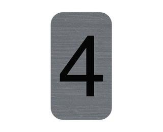 Hinweisschild selbstklebend, Aluminiumoptik, Ziffer 4 - 2,5x4 ,4 cm - Grau