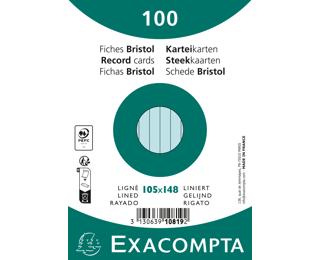 Paquet 100 fiches sous film - bristol ligné non perforé 105x148mm 