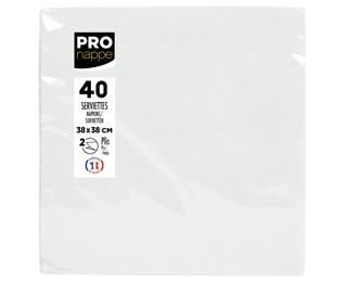 40 Micro-Embossed Wadding Napkins 38x38 - White
