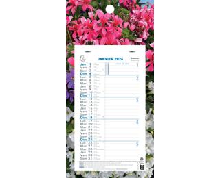 Calendrier mensuel Nature avec feuillets détachables 13 x 23 cm sur support plaque imprimée 16 x 33 cm 2026 - Visuels assortis