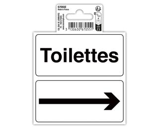 Panneau PVC adhésif antidérapant Toilettes avec flèche 10 cm - Noir