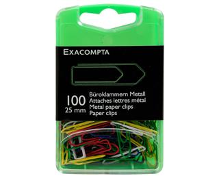 Exacompta Paper Clips,25mm (Box of 100) - Assorted colours