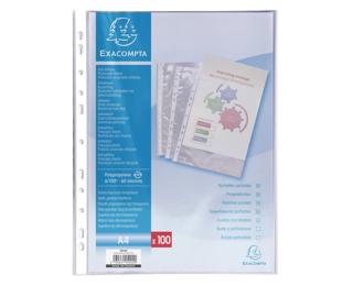 Etui carton de 100 pochettes perforées polypropylène lisse 6/100e - A4 