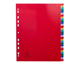 Intercalaires imprimés numériques PP couleurs 12/100e - 31 positions - A4+ - Assorties vives