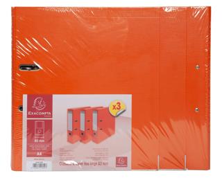 Lot de 3 classeurs à levier - dos de 80mm - format A4 - extérieur en polypropylène / intérieur en papier - Orange
