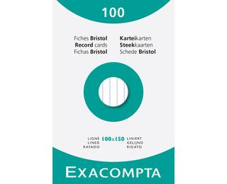 Étui de 100 fiches - bristol ligné non perforé 100x150mm - Blanc