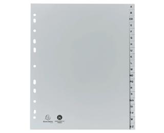 Register A4+ aus Recycling-PP grau 120µ mit bedruckten Taben A-Z (inkl. Sch, St), 20 Positionen - Grau
