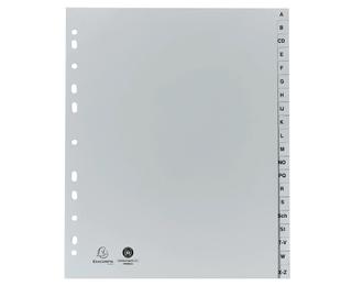 Register A4+ aus Recycling-PP grau 120µ mit bedruckten Taben A-Z (inkl. Sch, St), 20 Positionen - Grau