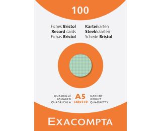 Étui de 100 fiches - bristol quadrillé 5x5 non perforé 148x210mm 