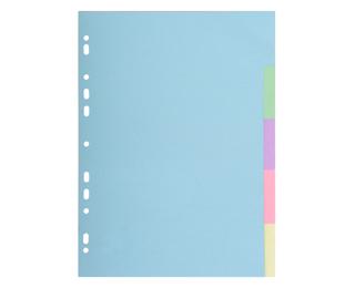 Intercalaires carte pastel 170g Forever 5 positions - A4+ - Couleurs assorties pastel