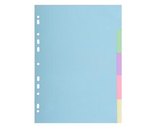 Intercalaires carte pastel 170g Forever 5 positions - A4+ - Couleurs assorties pastel