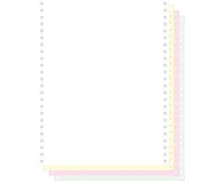 "500 feuilles de listing autocopiantes blanc/jaune/rose/vert 240x12"" 4plis Bandes Caroll Détachables" - Blanc