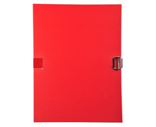 Map met uitrekbare rug met klep en riem - gekleurde PP - Rood