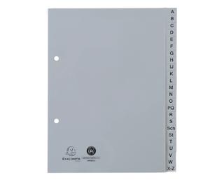 Register A5 aus Recycling-PP grau 120µ mit bedruckten Taben A-Z (inkl. Sch, St), 24 Positionen - Grau
