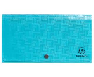 Kleine Fächermappe 14x17 cm, 7 Fächer aus Recycling-PP, Kollektion Pop'N Co - Cyan