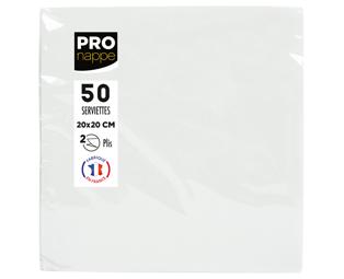 Paquet de 50 serviettes cocktail micro-gaufrées ouate 2 plis - 20x20 cm