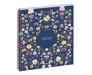 Agenda de bureau Eurotime 22S spiralé Chemin des Marettes intérieur recyclé 18,5 x 22,5 cm Semainier décembre 2025 à décembre 2026 - Bleu
