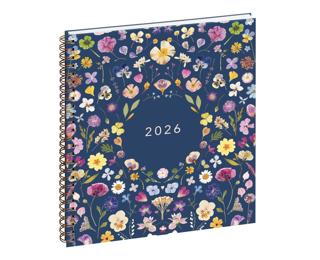 Agenda de bureau Eurotime 22S spiralé Chemin des Marettes intérieur recyclé 18,5 x 22,5 cm Semainier décembre 2025 à décembre 2026 - Bleu