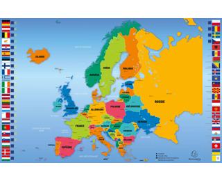 Sous-main rigide PVC carte de l'Europe - 37,5x 57,5 cm 
