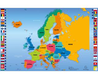 Sous-main rigide PVC carte de l'Europe - 37,5x 57,5 cm 